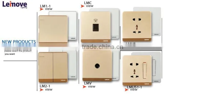 2015 new design 220v italian gold Simple electric wall light switch and socket