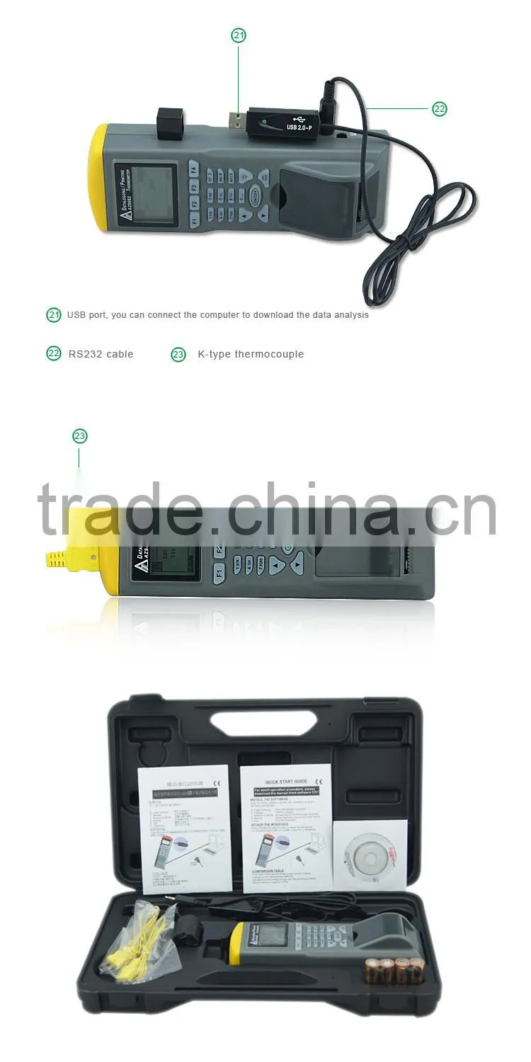 Measure Range -200C ~ 1370C Thermocouple Thermometer K Type Thermocouple with Printer