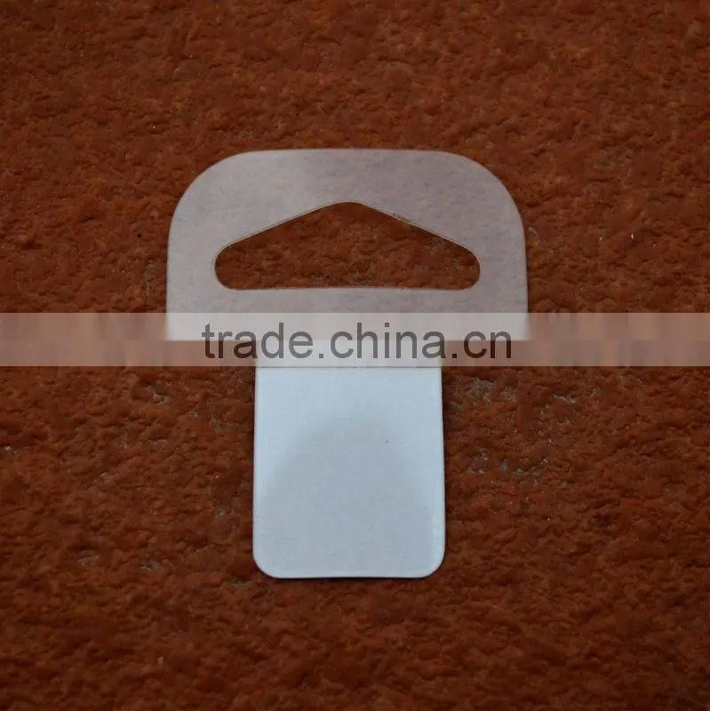 Supermarket Self Adhesive Packing Plastic Delta Hole Hang Tab For Hanging Boxes