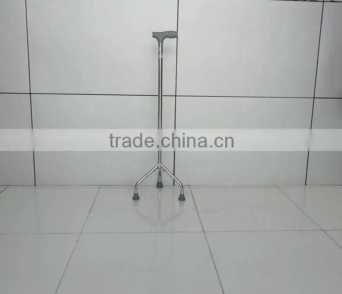 Adjustable height tripod walking cane used for elderly people