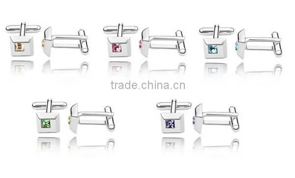 Fashionable metal copper silver square cufflinks diamond cuff link shirts for men