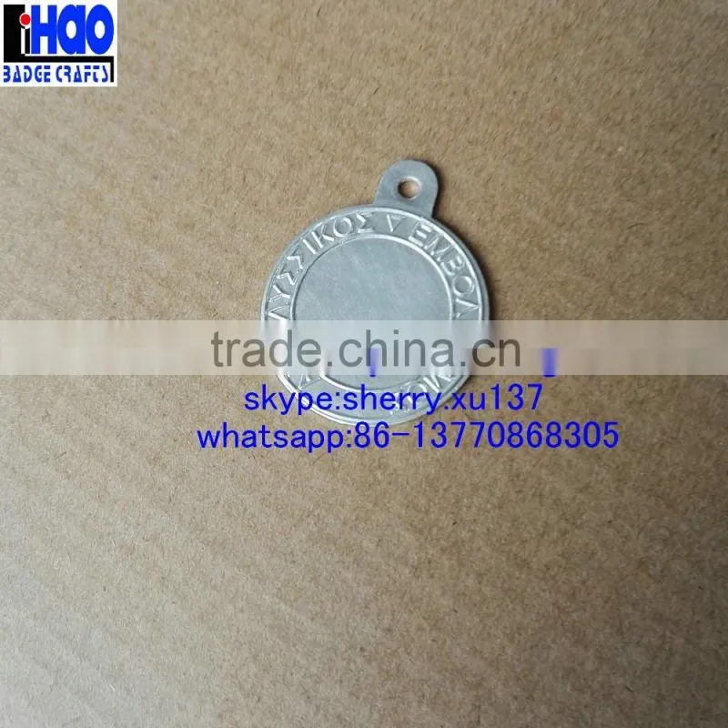 Custom round shaped aluminum Hanging nameplate hang tag design