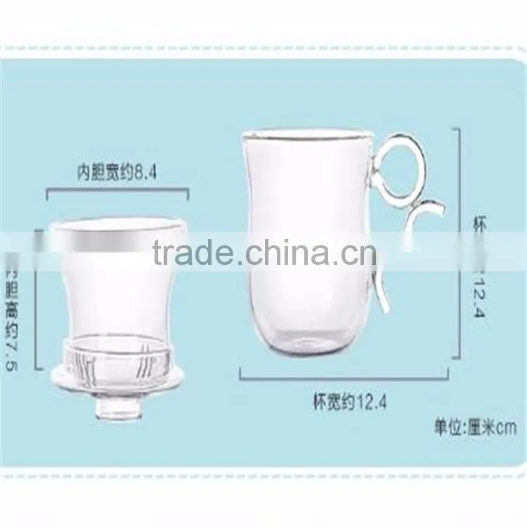 Heat resistant new design 360ml borosilicate glass tea cup/pot for office with creative handle.in stock.