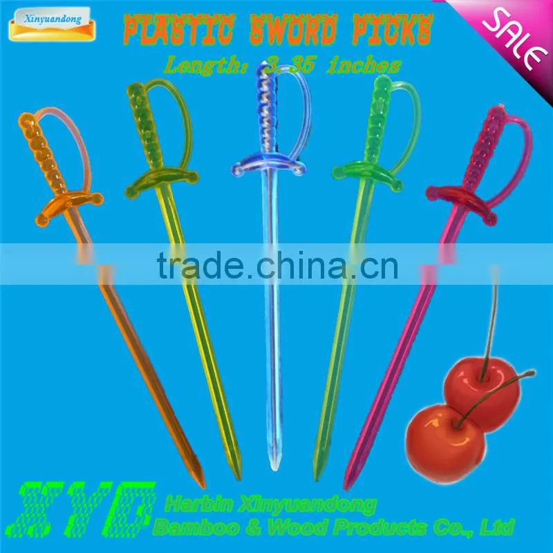 colored plastic fruit pick 3.35 inch sword picks , bar tools