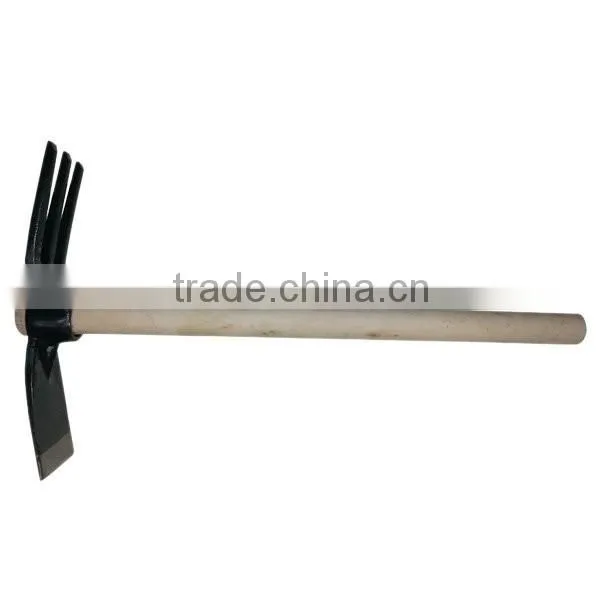 2016 Hot Seller Mini 3 Prong Garden Tools Garden Hoe with Wooden Handle