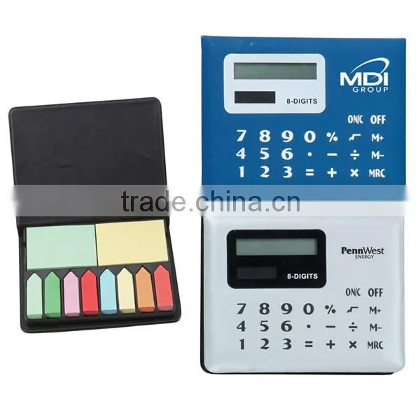 Promotional mini leather memo pad with calculator