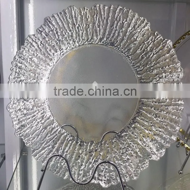 wholesale fancy dishes silver gold glass dish plate