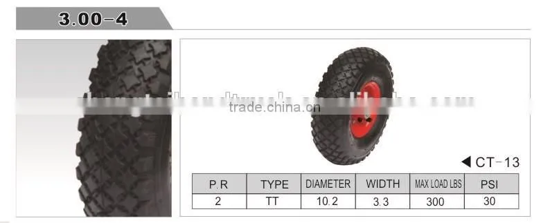 3.00-4 pneumatic handtruck wheel hand trolley lawnmower wheel