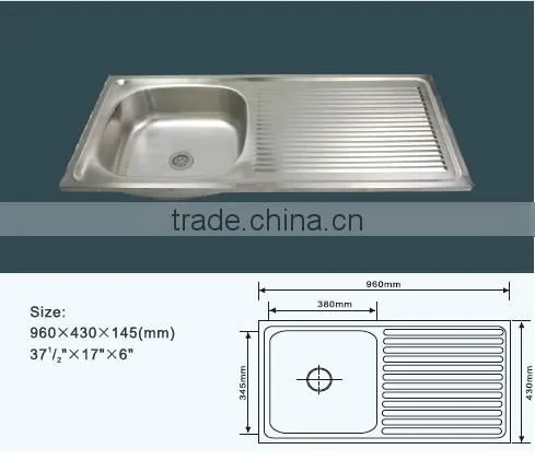 Export Indonesia single bowl with single drainboard stainless steel kitchen sink