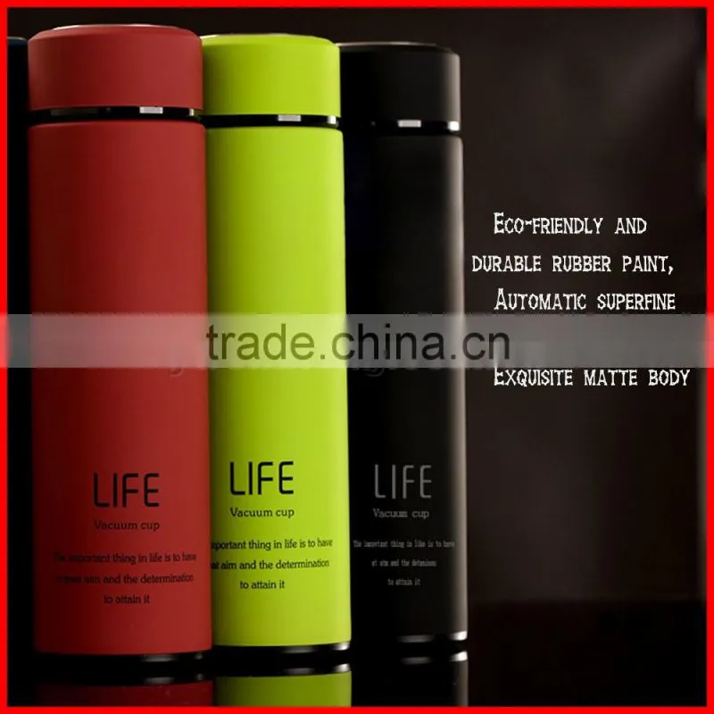 LOGO customized 350/500ml double layers stainless steel straight vacuum cup Advertising Gift bottle water flask