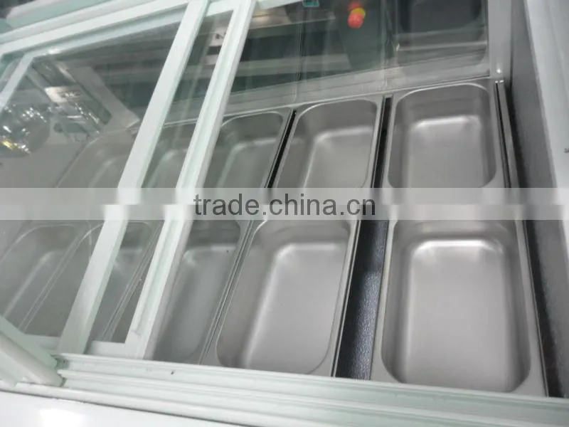 6,10, 12,14 pans Ice cream display refrigerator,italian ice cream display freezer ZQR-608