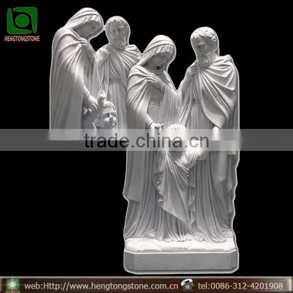 White Marble Carved Virgin Mary and Baby Family Statue
