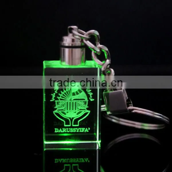rectangle lasered led lamp cyrstal keyring