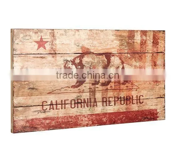 Shabby Wooden Sign for Home Decor Custom Rustic Wooden Flag OEM Solid Wood Picture