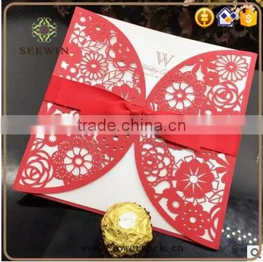 hollow iridescent paper wedding invitation card