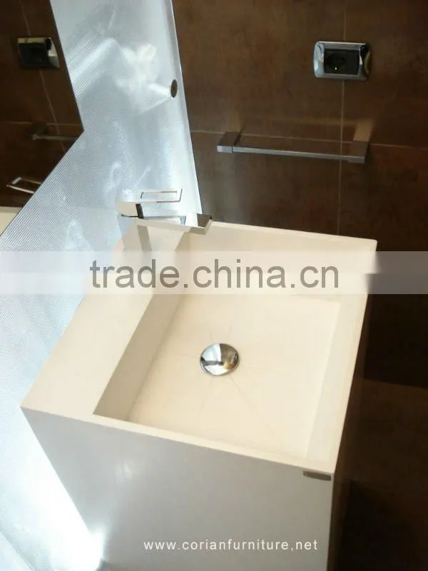 One piece shaped Corian free standing basin