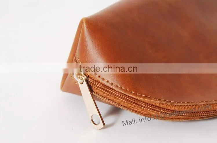 Brown cosmetic bag custom cosmetic bag make up bag Brass zipper four size available