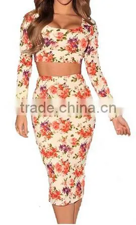 new women summer custom artistic floral print Romper and jumpsuit Women's two piece crop top and pants set