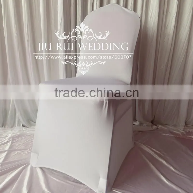 White Universal Ruched at Back Spandex Chair Cover Pleated Lycra Chair Cover for Wedding Decor