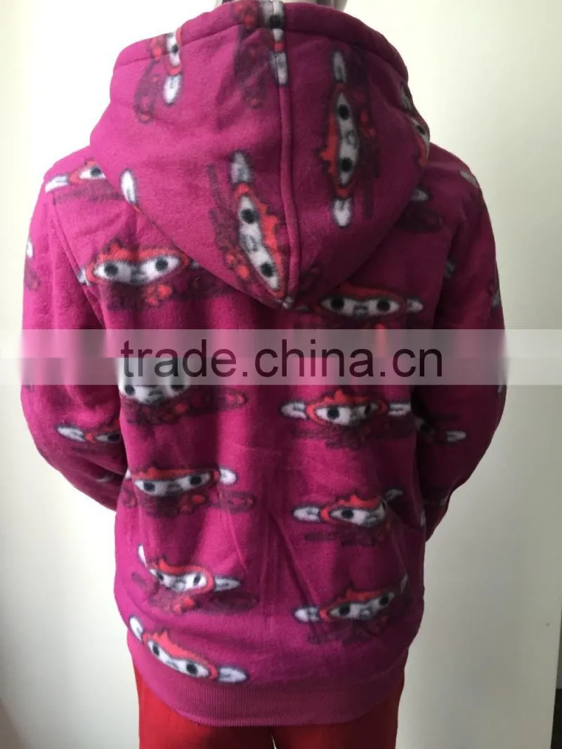 OEM service winter fleece children cartoon hoodies coat