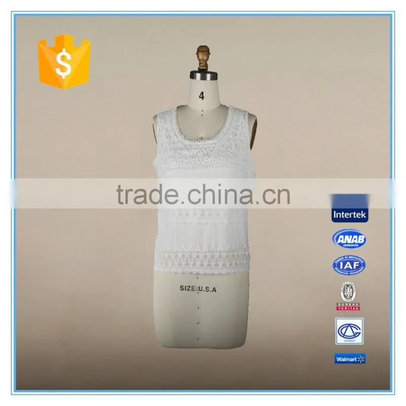 Latest White Sexy Women's Halterneck Slim Fit Lace Casual Tank Top