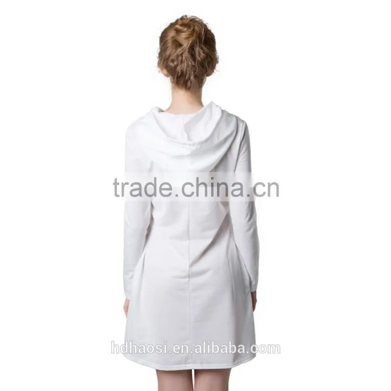 2016 Hotsale New fashion hooded mini dress, Womens Winter Dress with Long Sleeve Pockets design