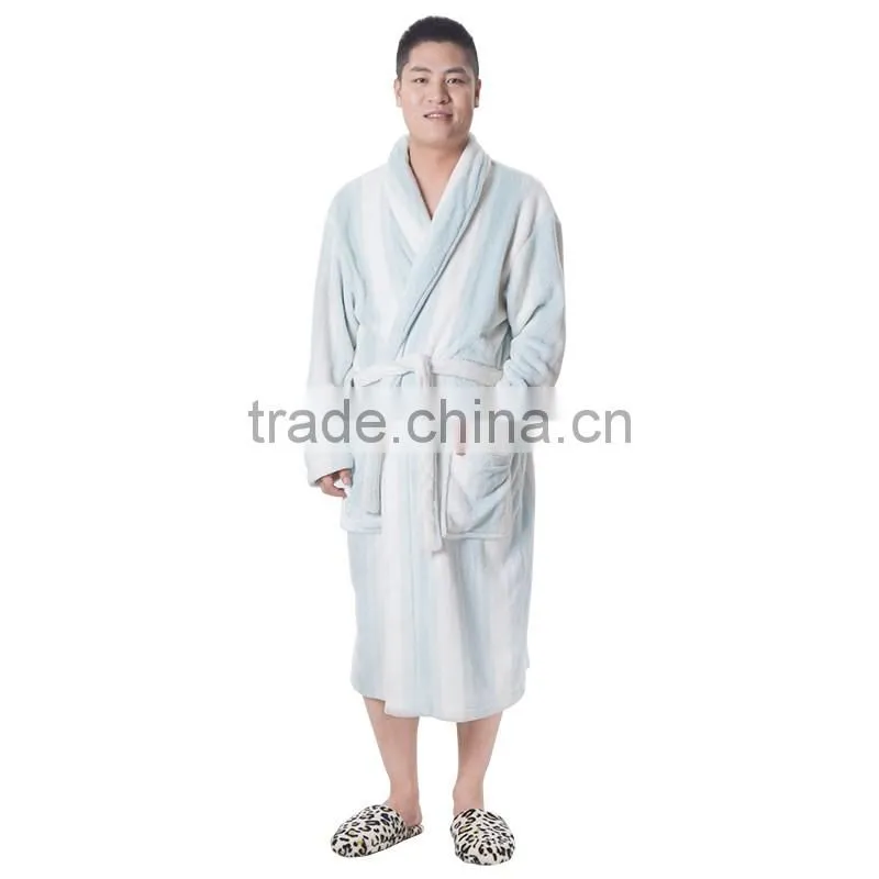 printed wholesale coral fleece bath robe for men