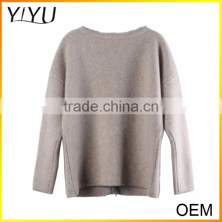 wholesale 2016 women Tailored Collar long sleeve Button down knit cashmere cardigan with pocket