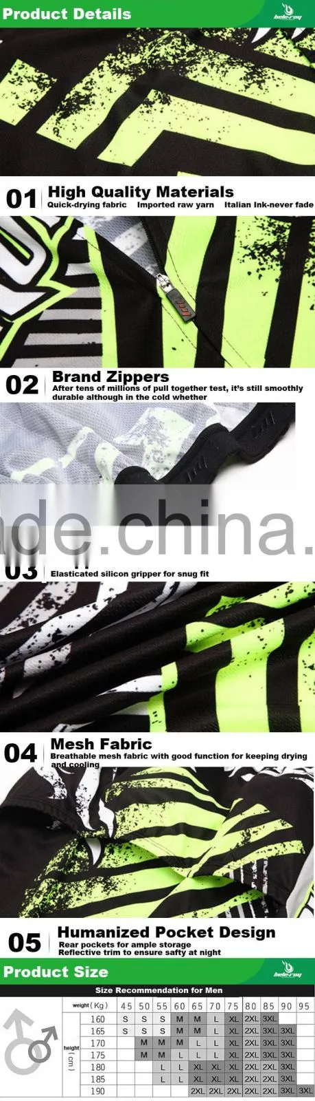 BEROY Hot selling and high quality quick dry colorful cycling jerseys sets,apparel men's cycling clothes