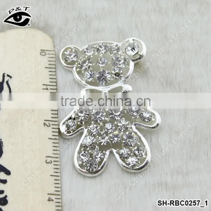 Bulk Rhinestone Pin Brooches cute bear shape crystal pinds for wedding dresses