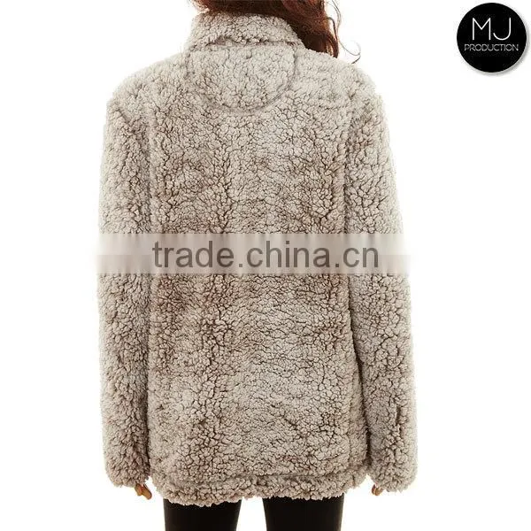 wholesale puffer knitted jersey monogrammed blank youth quarter zip jacket sherpa fleece pullover for women