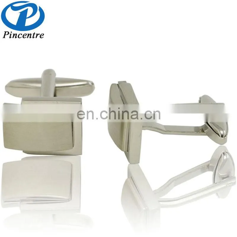china cheap silver plated custom stainless steel blank cufflinks