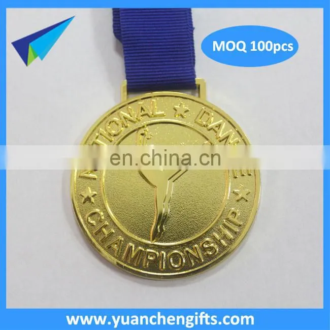 Design your own custom Metal Crafts production zinc alloy blank gold award metal sport medal with ribbon