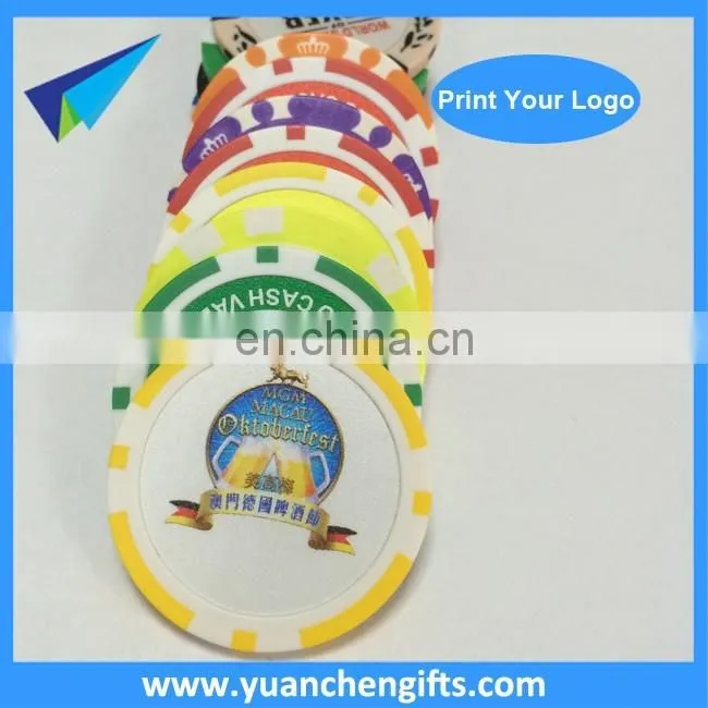 Custom colorful plastic poker chip with golf ball marker