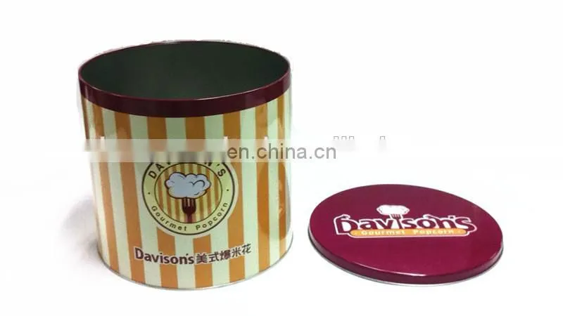 Large Round Popcorn Tin Box