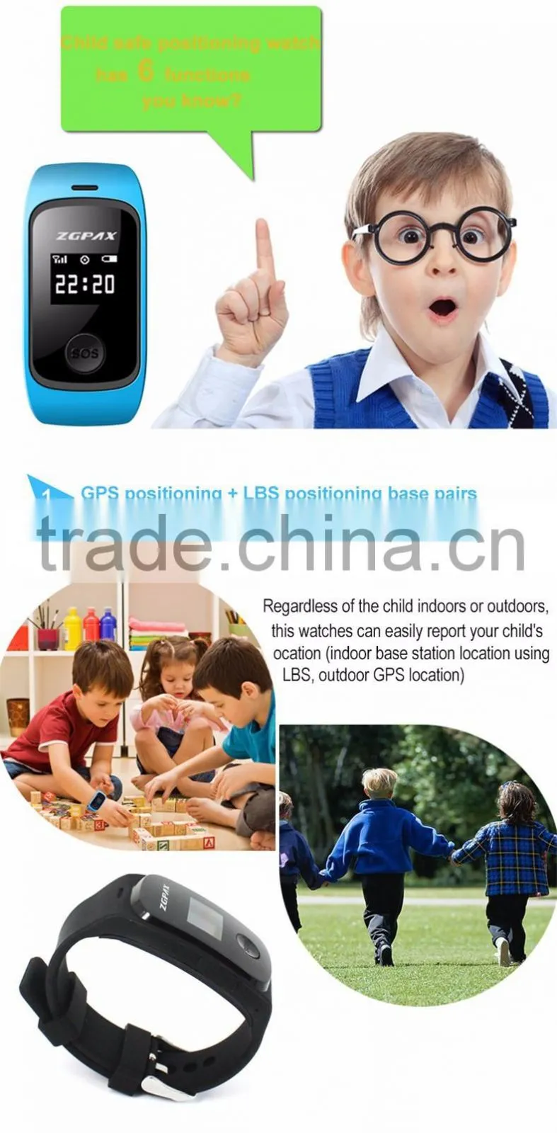 2015 HOT SALEGPS+LBS SOS Telemonitoring Children positioning Watches smart watch S22 HD hands-free calls GPS watch