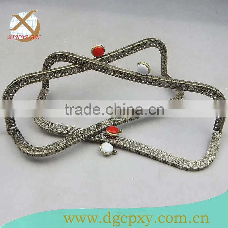 2015 Newest metal frame for purse bags with coins white gems