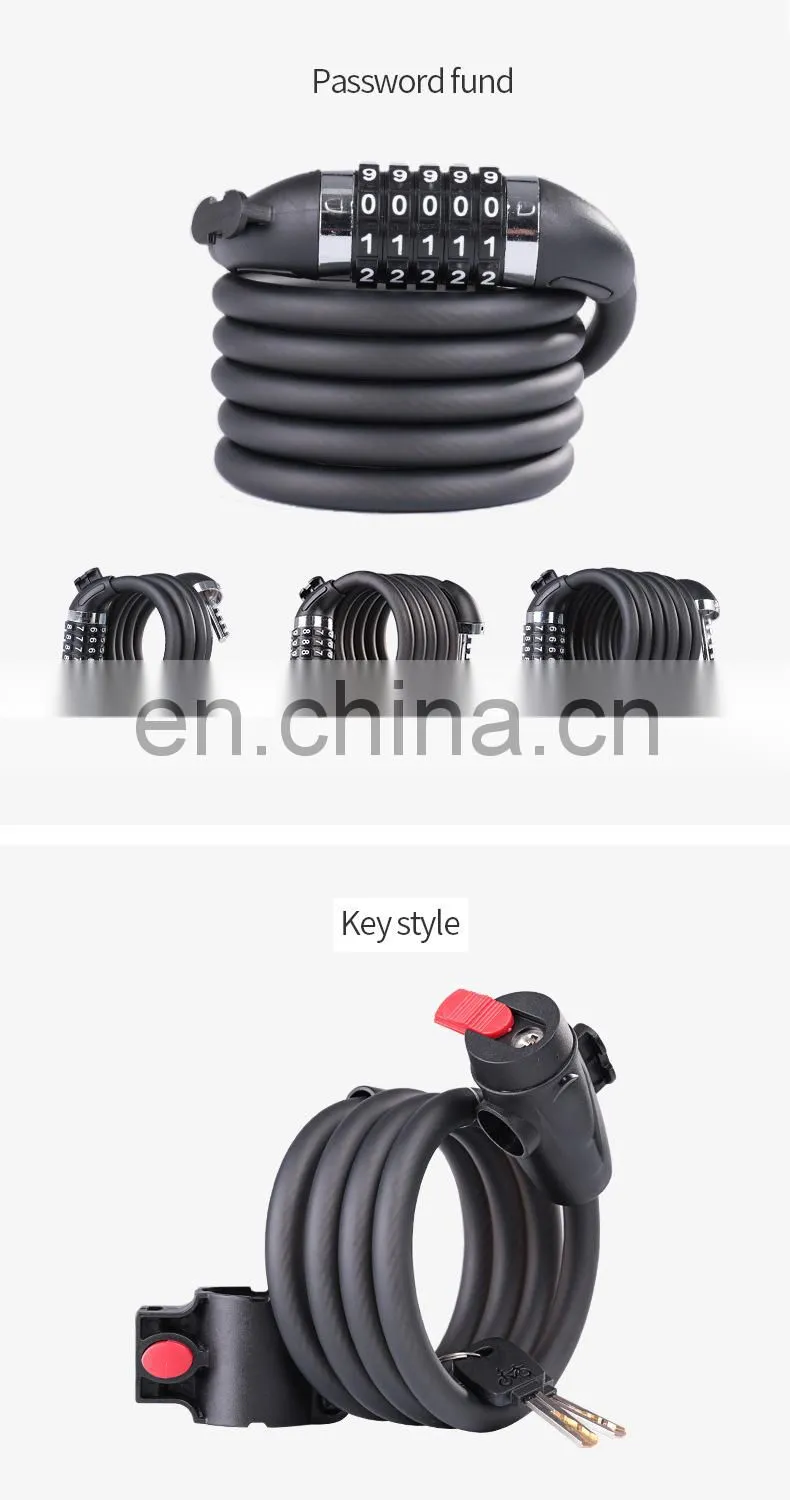 Bicycle lock Anti-theft mountain bike password lock Steel cable lock Bicycle riding accessories General electric bicycle
