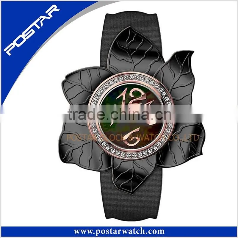 Fashion Ladies Women Flower Shape Rhinestone Jewelry Analog Quartz Wrist Watch