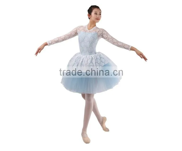New Dansgirl Long Lace Sleeves Ballet Tutus Performance Ballet Dress Adult Dance Dress