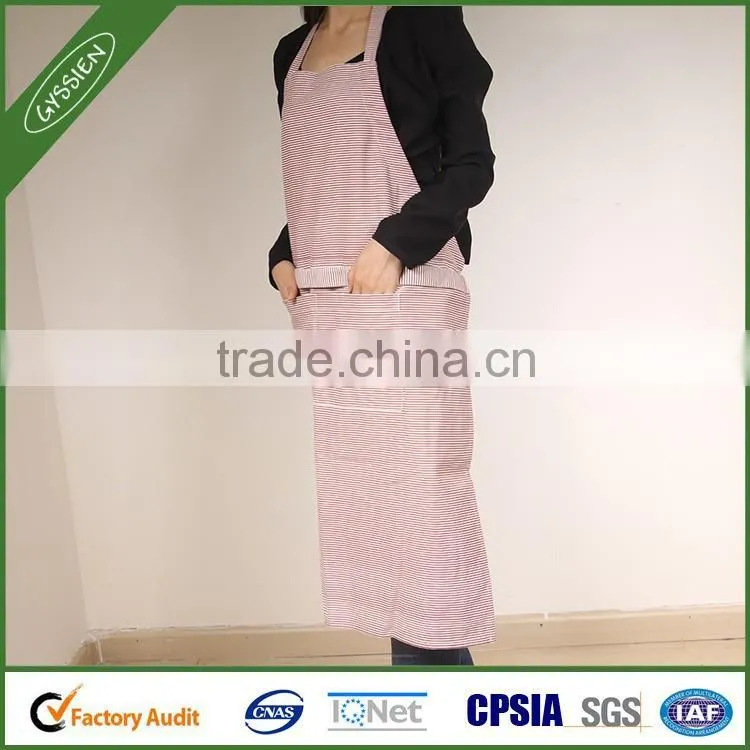 Stock wholesale stripe/custom reusable cooking apron,plastic apron with sleeves