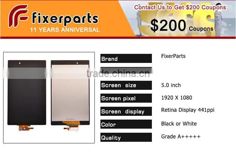 China factory supply for Sony Xperia Z LCD screen replacement for sony z