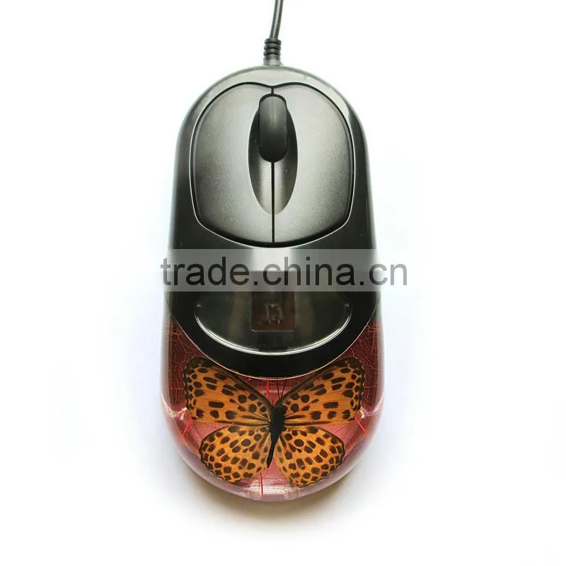 Fashionable new style resin real buttfly computer mouse