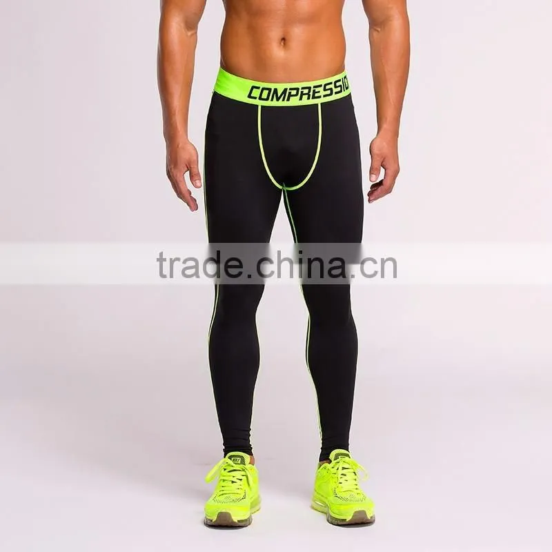(OEM/ODM Factory)Mens Compression Base Layer Sports Under Wear Tights Long Pants Black