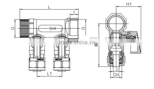 HR1050 China manufacture brass water exhaust 3-ways maniflod
