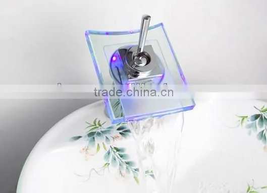 Brass Chrome Waterfall Led Light Basin Mixer Tap