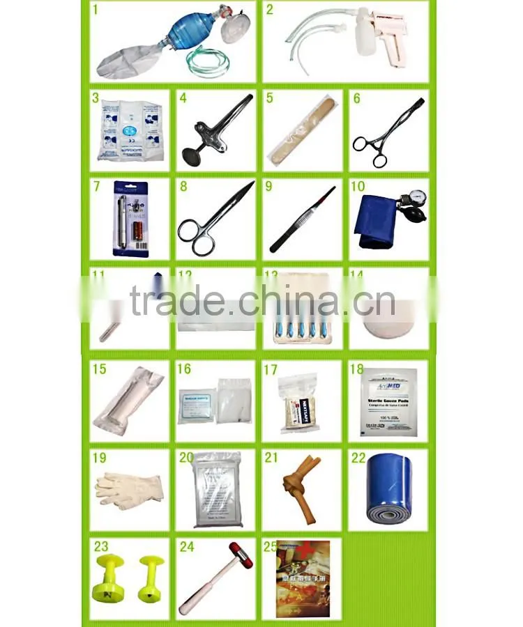 Rescue measures 1st aid kit of various accidents