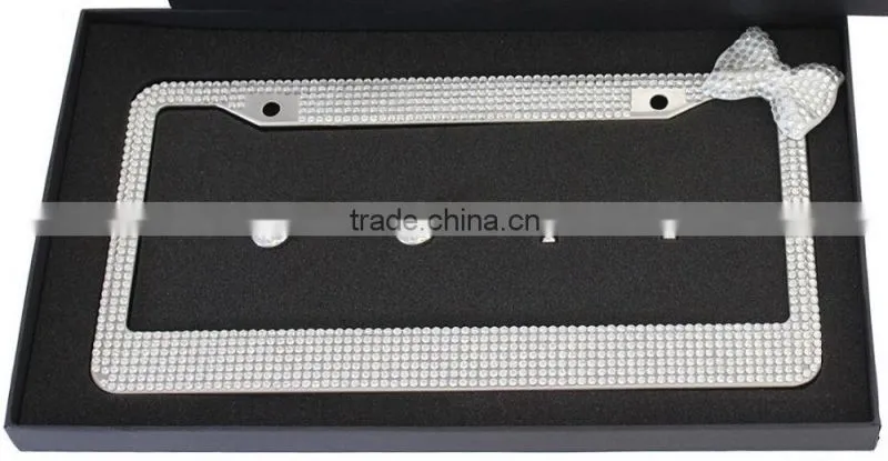 Diamond bow girls Bling Crystal License Plate Frames