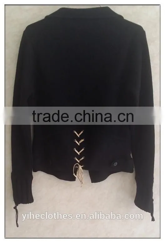 Women zipper knitting sweater coat,simple design ladies cardigan sweater