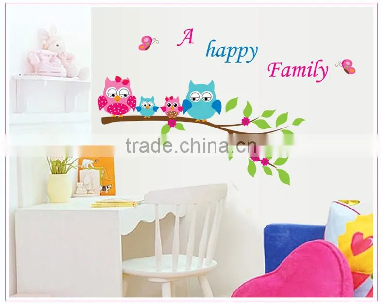 ALFOREVER A happy family the owl on the tree sticker,owl tree decals